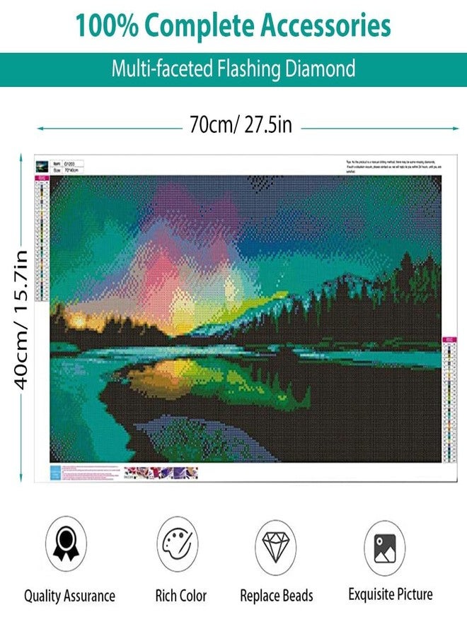 TREXEE Large Size (40*70cm) DIY 5D Diamond Painting, Aurora Lake Diamond Painting Kits for Adults Kids Beginner , DIY Full Drill Crystal Rhinestone Arts and Crafts, Art Diamond Paint By Numbers for Home Wall Decor Diamond Painting By Number - Image 4